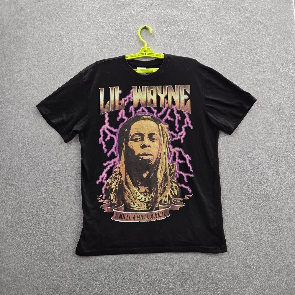 Lil‎ Wayne Renson II Men Shirt L Black Graphic A Milli Short Sleeve